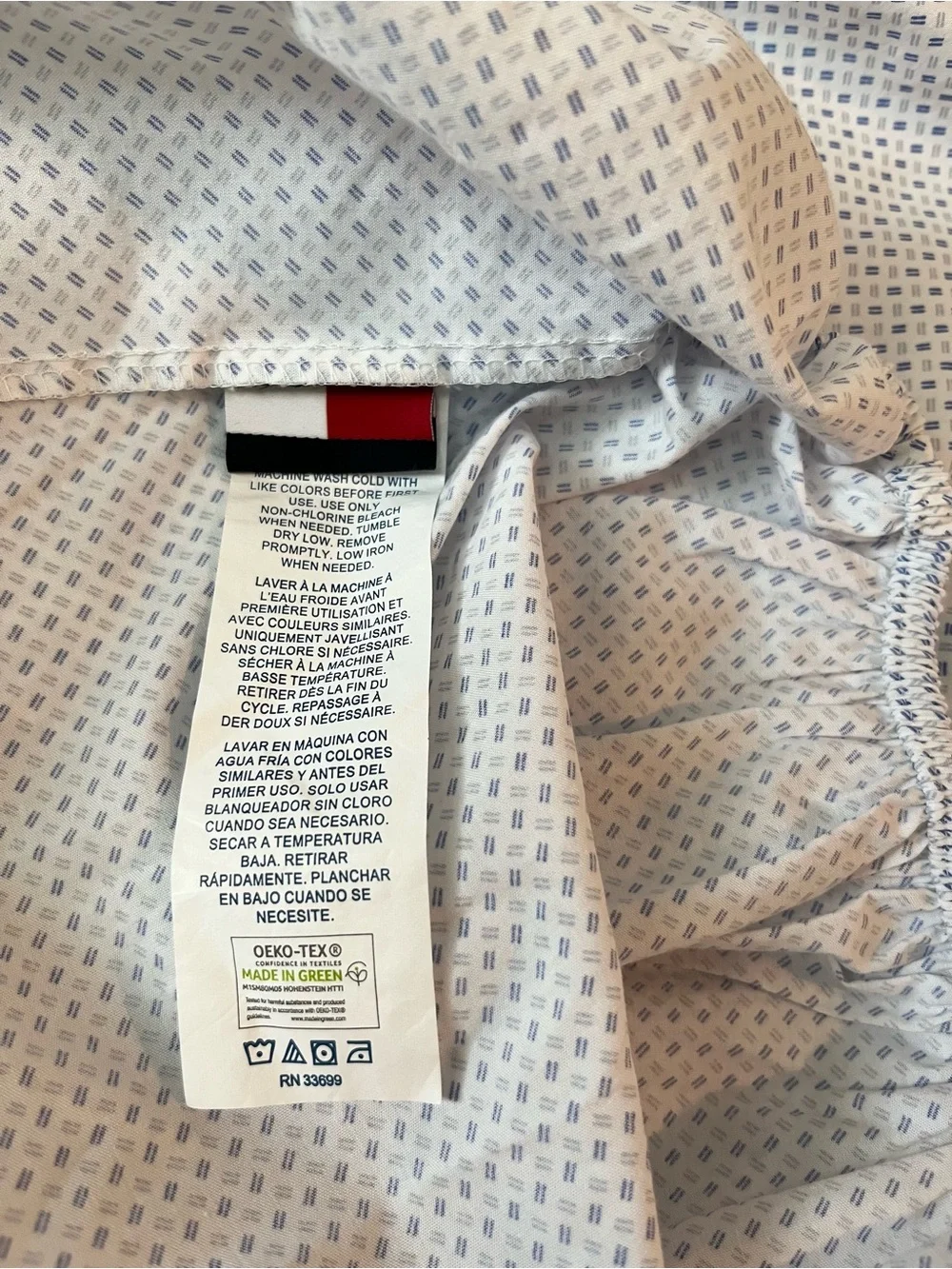 Tommy Hilfiger Twin Sheet Set White with Blue and Grey Design